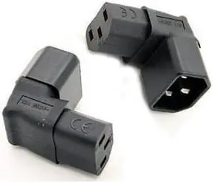 (2 Pack) Tekit IEC320 C14 to C13 Power Adapter PDU/UPS Plug/Socket UP 90 Degree AC250V 10A IEC 320 C14 Male to C13 Female Right Angled IEC Converter Plug Adapter for LCD/LEC TV Wall Mount