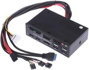 5.25"All-in-One Media Dashboard Multi-Function Front Panel Card Reader USB 2.0 and USB 3.0 ESATA Black Color