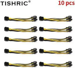 TISHRIC 10PCS Miner Power Cord 8Pin to Dual 8pin Miner Riser Cable PCI Express PCIE Graphic Video Card Adapter Power Cable