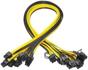10Pcs 16AWG 6 Pin PCI-E to 8 Pin (6+2) PCI-E (Male to Male) GPU Power Cable for HP Server Breakout Board for Mining
