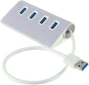 Silver Aluminum 4 Port USB 3.0 Hub up to 5Gbps Super High Speed Data Transfer for MacBook Air, Mac Mini, iMac, Laptop, PC, USB Flash Drives and More