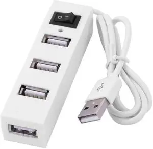 4-Port High Speed Data Laptop USB 2.0 Hub Transfer Ports Splitter White
