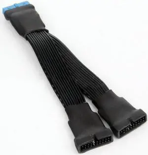 Angitu USB 3.0 19Pin/20Pin female to male Y Splitter motherboard extension Flat cable