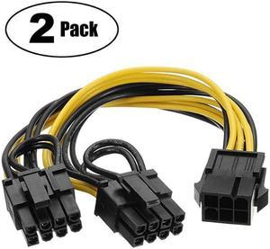 PCIe 6 Pin to Dual PCIe 8 Pin 6+2 Graphics Card PCI Express Power Adapter GPU VGA YSplitter Extension Cable Mining Video Card Braided Sleeved Power Cable 9 inches 2 Pack