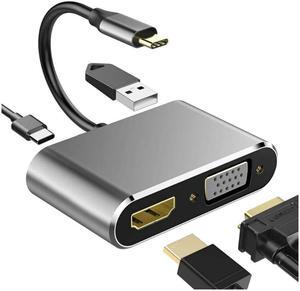USB Hub Vga Thunderbolt 3 Adapter USB 3.1 with PD Reader Slot USB 3.0 Port (Color : Gray 4in1 VGA HDMI)
