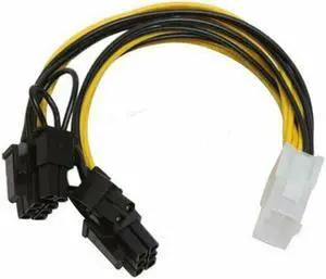 PCI-Express 6-Pin to 2 x 8 (6+2) Pin Video Card Splitter Power Adapter Cable