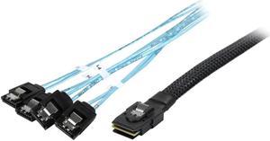 Athena Power GPU Server 6G Data Cable for RM-3U8G1043 0.5M Mini SAS SFF8087 to 4 x SATA Internal Reverse Breakout Cable (CABLE-MS8724SRB20)