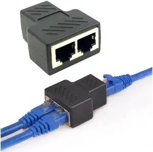Ethernet Splitter RJ45 Splitter Adapter 1 to 2 Ways Dual Female Port CAT5 /6/ 7 LAN Ethernet Cable
