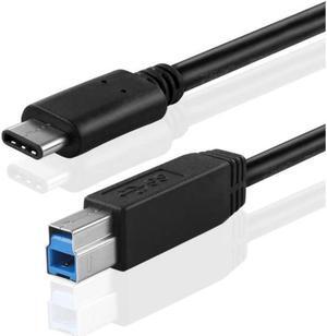 TNP USB Type C (USB-C) to Type B (USB-B) Cable (3FT) Black - SuperSpeed Standard USB 3.0 Male Port with Reversible Type C Connector Design for Printer Scanner