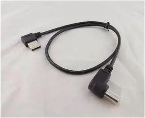 10pcs USB 2.0 A Male Right Angle To USB B Male Right Angle Printer Scanner Cable 50cm