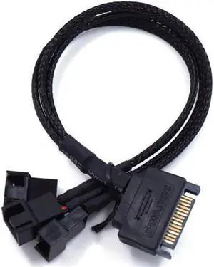 SATA to 3 x 3 Pin / 4 Pin PMW 12V PC Case Fan Power Adapter Cable, 3-Pin or 4-Pin (PWM Connector) to 15 Pin SATA Computer Cooler Cooling Fan Splitter Y Power Cable 2-Pack