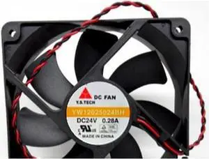 YW12025024BH 24V0.28A 12CM12025 120*120*25MM 2 wire cooling fan