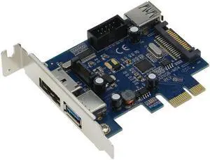 External USB3.0 Port Power eSATA Port Internal USB 3.0 9pin USB Header PCIe Card With 15pin SATA Power Socket (NEC / Renesas uP