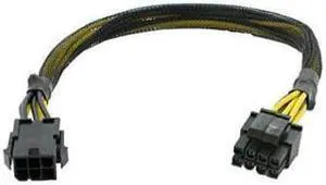AYA 13" 6-Pin Express (Male) to EPS ATX 12V 8-Pin (4+4Pin Detachable) Female 18AWG w/Black Sleeves