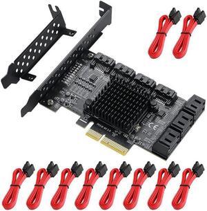 PCIe SATA Controller Card 10 Port with 10 SATA Cables and Low Profile Bracket - 6Gbps SATA 3.0 PCIe Card,Support 10 Port SATA 3.0 Devices