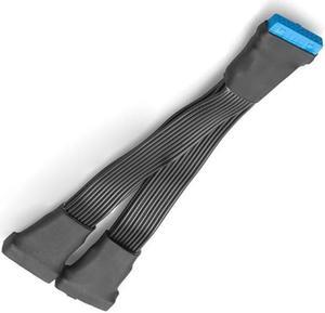 USB 3.0 Header Extension Cable 12cm USB 3.0 19Pin Internal Extension Header Adapter Cable 19/20 Pin 1 to 2 Y Splitter Internal Extension Connector for Motherboard