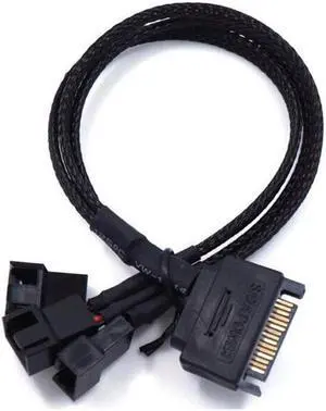 SATA to 3 x 3 Pin / 4 Pin PMW 12V PC Case Fan Power Adapter Cable, 3-Pin or 4-Pin (PWM Connector) to 15 Pin SATA Computer Cooler Cooling Fan Splitter Y Power Cable 2-Pack
