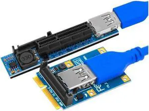 Riser Mini PCI-E to PCI Express X4 Riser Card Extender Card Adapter 15Pin SATA Power Connector with USB3.0 Cable Extension Cable