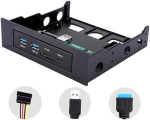 Ciglow PC Dashboard Media Front Panel Audio USB Hub 3.0 w/ 1 USB-C Port TF/SD Card Reader 3.5 Inch Optical &Soft Drive Expansion Panel