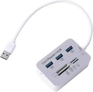 All-in-One 3 Ports USB 3.0 High Speed Hub Adapter with MS SD M2 TF Card Reader Universal for Mac, Windows