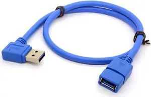 50cm USB 3.0 Extension Cable Left Right Angle 90 Degree Adapter Type A Male to Female High Speed Connection Super Fast 5Gbps Data Transfer Sync Charger Lead (Right)