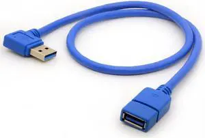 50cm USB 3.0 Extension Cable Left Right Angle 90 Degree Adapter Type A Male to Female High Speed Connection Super Fast 5Gbps Data Transfer Sync Charger Lead (Light)