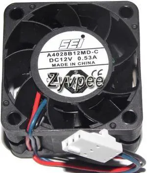 SEI 4028 A4028B12MD-C P/N:371-2095-01 12V 0.53A 3 Wires 3 Pins Connector Cooling fan