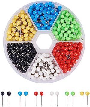 600 PCS 6 Colors 18 inch Map Push Pins Map Tacks Acrylic Ball Head with 304 Stainless Steel Point for Bulletin Board Fabric Marking