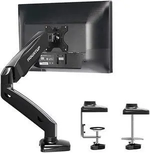 Single Monitor Desk Mount Adjustable Gas Spring Monitor Arm VESA Mount with C Clamp Grommet Mounting Base Computer Monitor Stand for Screen up to 32 inch MU0004