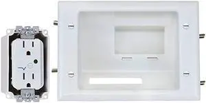 Electronics 450081WH Recessed AVHDMI Cable Conceal Plate with Dual Power Surge Suppressor