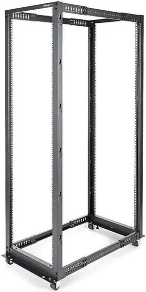 com 42U Open Frame Server Rack - 4 Post Adjustable Depth (22" to 40") Network Equipment Rack w/ Casters/Levelers/Cable Management (4POSTRACK42),Black