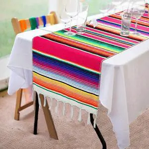 Fowecelt Mexican Serape Table Runner 14 x 84 Inch for Mexican Party Wedding Decorations Outdoor Picnics Dining Table Cotton Table Runners for Fringe Fowecelt Mexican Serape Table Runner 14 x 84 Inch for Mexican Party Wedding Decorations Outdoor Picnics Dining Table Cotton Table Runners for Fringe