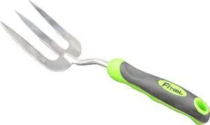 Stainless Steel Garden Fork/Weeder 3T 12-Inch - Super Strong Premium Garden Hand Weeder Fork - Stainless Steel Blade Mirror Polishing - with Soft dual-color Ergonomic Handle