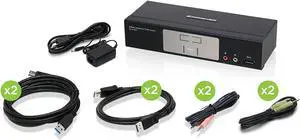 IOGEAR 2-Port DisplayPort KVMP Switch - 4K 60Hz - 2-Port USB 3.1 Hub 5Gbps - Keyboard Mouse Input - 7.1 HD Audio - Front Panel Selector - TAA Compliant - Mac/Win - GCS1932 IOGEAR 2-Port DisplayPort KVMP Switch - 4K 60Hz - 2-Port USB 3.1 Hub 5Gbps - Keyboard Mouse Input - 7.1 HD Audio - Front Panel Selector - TAA Compliant - Mac/Win - GCS1932