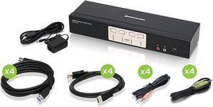IOGEAR 4-Port DisplayPort KVMP Switch - 4K 60Hz - 2-Port USB 3.1 Hub 5Gbps - Keyboard Mouse Input - 7.1 HD Audio - Front Panel Selector - TAA Compliant - Mac/Win - GCS1934