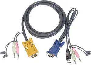 IOGEAR Micro-Lite Bonded All-in-One USB KVM Cable, 10 Feet, G2L5303U