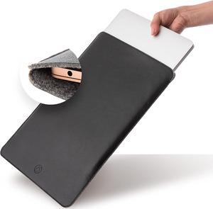 Slim PU Leather Laptop Sleeve 13 Inch | Professional Looking MacBook Air Sleeve Soft Touch Wool Padded No Smell Made of Italian PU Leather Fits: Mac Book Pro 2020 iPad & Other Laptop Case - Black