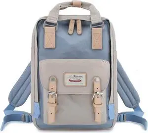 Himawari Backpack/Travel Backpack for Women 14.9" College Vintage Waterproof Bag  Work Backpack for 14inch Laptop(HIM-30#Beige & blue)