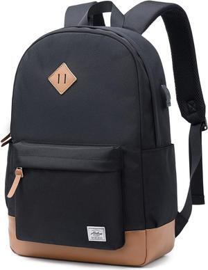 abshoo Classical Basic Womens Travel Backpack For College Men Water Resistant Laptop School Bookbag (USB Black)