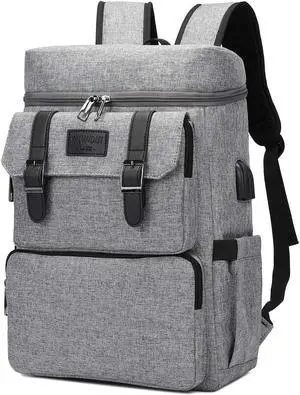 YALUNDISI Vintage Backpack for Men Women Laptop Backpack Bookbags College Backpack 16 inch Grey