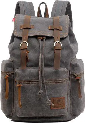 AUGUR High Capacity Canvas Vintage Backpack - for School College Hiking Travel 12-17" Laptop AUGUR High Capacity Canvas Vintage Backpack - for School College Hiking Travel 12-17" Laptop