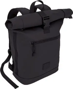 X RAY Roll Top Laptop Backpack for Men Women, PU Leather Expandable Roll Up Backpack Capacity Adjustable 22L & Fits 15.6" Laptop, Black