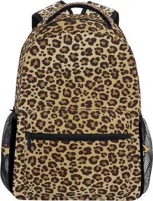 ALAZA Animal Leopard Print Brown Stylish Backpack Purse for Women Girls Kids School Personalized Laptop iPad Tablet Travel School Bag with Multiple Pockets