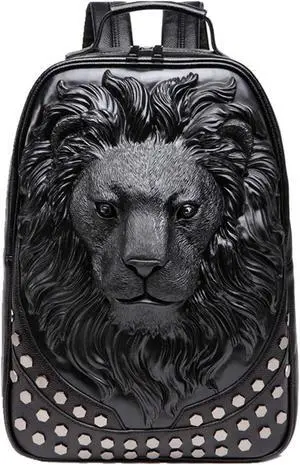 3D Lion Leather Laptop Backpack Black | Large 19.7*11.8*5.1 Inch, Unique Designer Fashion, Travel, Rivet Punk 3D Lion Leather Laptop Backpack Black | Large 19.7*11.8*5.1 Inch, Unique Designer Fashion, Travel, Rivet Punk