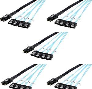 CableCreation [5 Pack ] Mini SAS 36Pin (SFF-8087) Male to 4 SATA 7Pin Female Cable, Mini SAS Host/Controller to 4 SATA Target/Backplane, 1.6ft x 5PCS