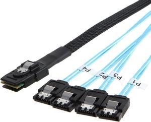 CableCreation Mini SAS 36Pin (SFF-8087) Male to 4 SATA 7Pin Female Cable, Mini SAS Host/Controller to 4 SATA Target/Backplane, 1M / 3.3FT