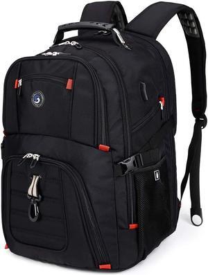 Extra Large 52L Travel Laptop Backpack with USB Charging Port College Backpack Airline Approved Business Work Bag Fit 17 Inch Laptops for Men Women Black