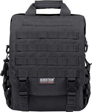 Seibertron Waterproof Molle Tactical 14"(inch) Laptop Sling BAG Backpack Black