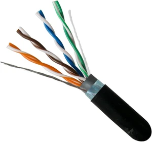 Vertical Cable CAT5E, Shielded Dual Jacket, Direct Burial, 1000ft, Black, Bulk Ethernet Cable, Wooden Spool Vertical Cable CAT5E, Shielded Dual Jacket, Direct Burial, 1000ft, Black, Bulk Ethernet Cable, Wooden Spool