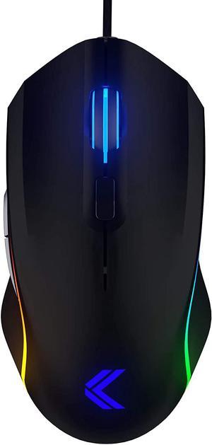 KINESIS Gaming Vektor RGB Mouse - Wired Adjustable to 5000 DPI - 6 Programmable Buttons - Dual-Zone RGB Lighting - Contoured Shape and Rubber Side Grips